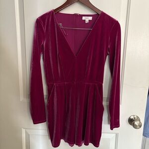 Worn once! Candie's Fuchsia Velvet Romper XS